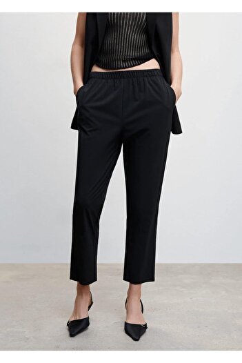 MANGO Woman Loose Trousers with Elastic Waist