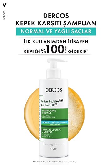 Vichy -Dercos Anti-Pel Kepeğe Karşi Etkili Bakim Şampuani -Normal/Yağli Saçlar 390..(Ml)