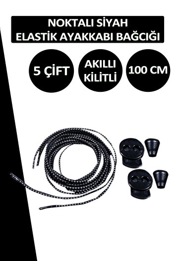 Dopar Black Elastic Flexible Shoelaces Smart Lock Laces 100cm 5 Pairs