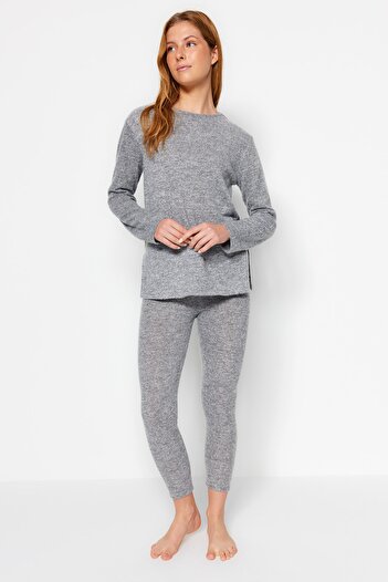 Trendyol Collection Sada šedého měkkého pyžama THMAW21PT0567