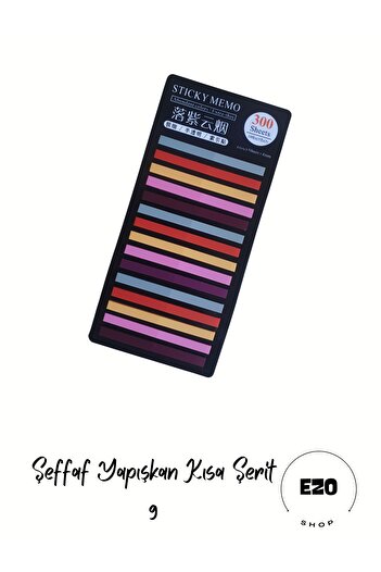 EZOSHOP Post-it Sticky Notes Transparent Color Adhesive Post-it Note Paper Label Short Strip 9