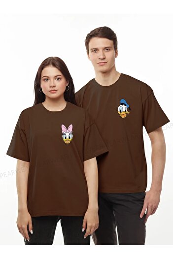 Pear Wear Двоє футболок з принтом Daffy Daisy Duck, оверсайз, для закоханих
