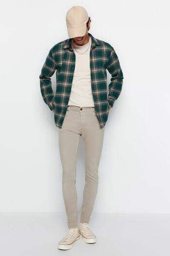 Trendyol Collection Beige Skinny Fit Stretch Fabric Slim Fit Jeans Jeans Tmnaw23Je00047