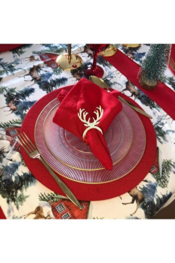 Ayd Home 6-Piece Red Napkins - Square 38*38 Christmas for New Year Christmas, New Year and Tableware Mothers
