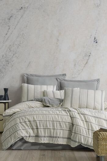 ZEBRACASA Moena Grey Double 100% Cotton Natural Duvet Cover Set