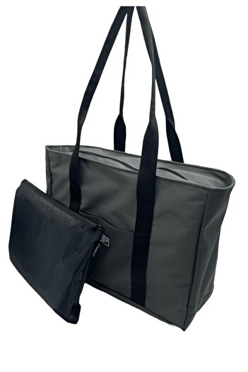 Differ Studio Γκρι Unisex αδιάβροχη τσάντα 2 τεμαχίων με μαύρη εσωτερική τσάντα και λουράκι παραλίας/μπράτσο/ώμος/αθλητική τσάντα