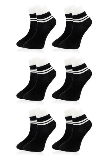 Line Smart Pack of 6 Women's Striped Cotton Seasonal Booties Socks