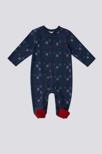 U.S. Polo Assn. U.S. Polo Assn Dark Indigo Baby Jumpsuit with Booties and Front Snaps