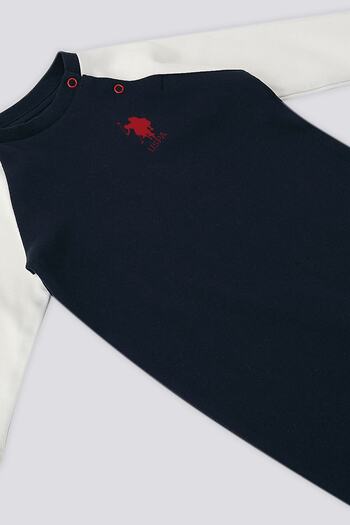 U.S. Polo Assn. US Polo Assn Navy Blue Snap Detail Baby Jumpsuit