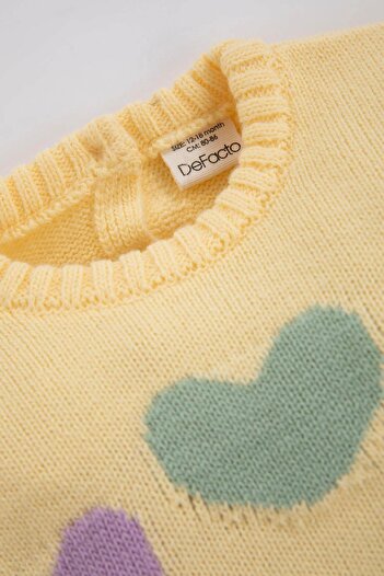 DeFacto Baby Girl Crew Neck Heart Patterned Sweater