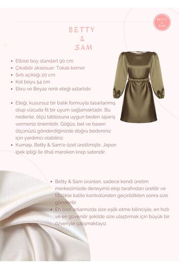 BETTY & SAM Balon Kol Mini Koyu Kırmızı Nişan Elbisesi