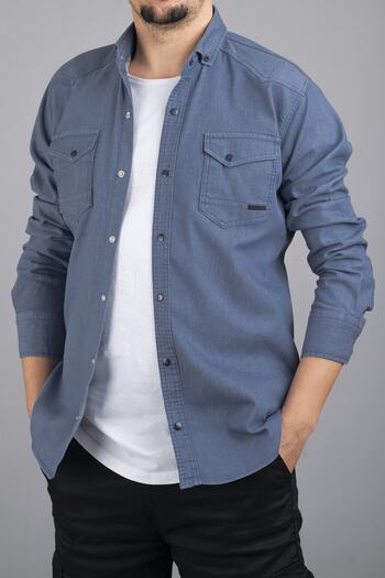 bombe Чоловіча джинсова сорочка Slim Fit Ice Blue