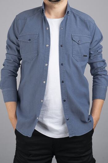 bombe Чоловіча джинсова сорочка Slim Fit Ice Blue