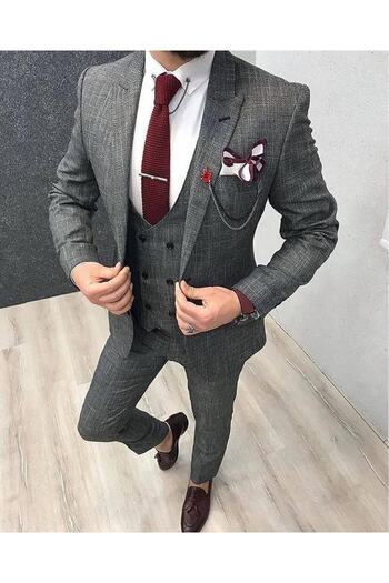 Tempee Solid Color Suit with Slim-Fit Vest