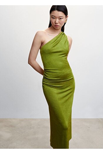 MANGO Woman Draped Asymmetrical Long Dress