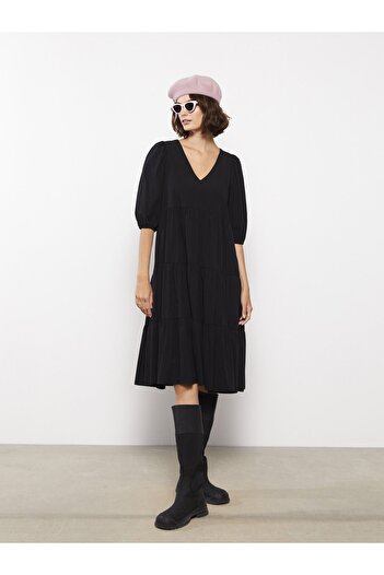 LC Waikiki Poplin V-Neck Women's Dress