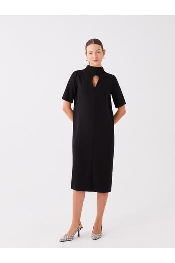 LC Waikiki Women's Stand Collar and Short Sleeve Dress