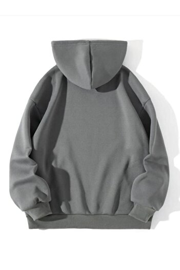 MODAGEN Unisex Taş Gri Los Angeles Baskılı Kapüşonlu Sweatshirt