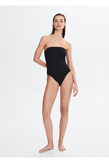MANGO Woman Woven Swimsuit with Wavy Edges