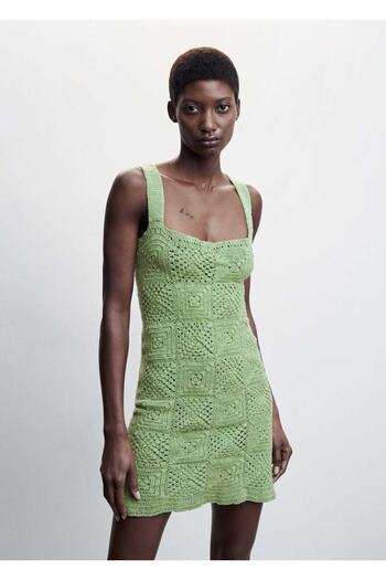 MANGO Woman Crochet Cotton Dress