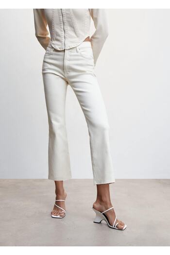 MANGO Woman Flared Cropped Jean Pants