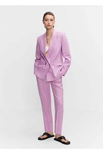 MANGO Woman Μπουφάν Blazer από 100% λινό ύφασμα