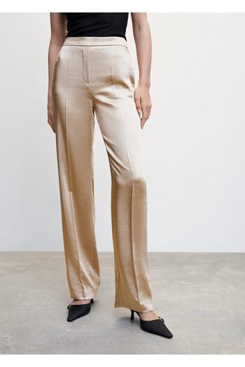 MANGO Woman Satin Trousers - Elastic Waist