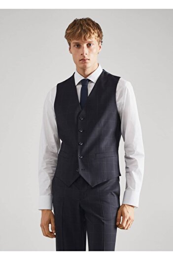 MANGO Man Slim Fit Checkered Suit Vest