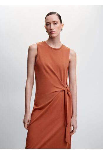 MANGO Woman Bow Cut-out Detailed Dress