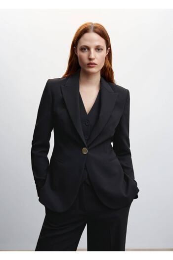 MANGO Woman Buttoned Fabric Blazer Jacket