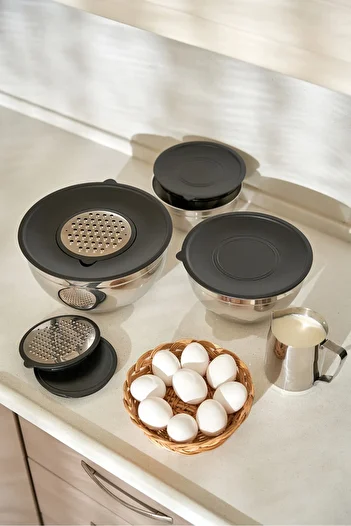 FH finehome Glory 9 Piece Mixing and Storage Bowl Set with Grater