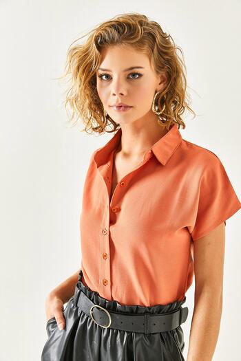 Olalook Women's Onion Shell Bat Linen Blended Shirt GML-19000612