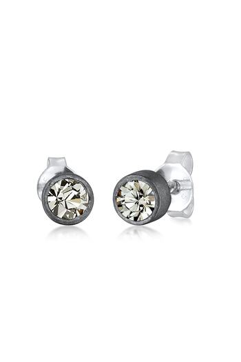 KUZZOI Ohrringe Kristalle Rund Oxidiert Trend Modern 925 Silber