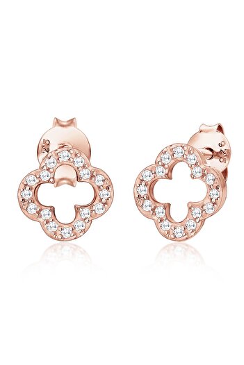 ELLI Ohrringe Kleeblatt Glücksbringer Zirkonia Lucky 925 Gümüş