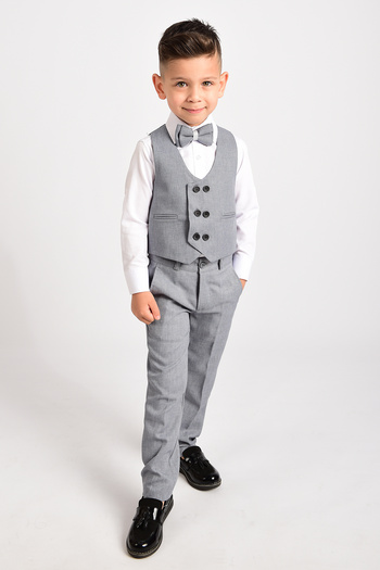 Delfini kids Boy's Tuxedo Suit with Vest and Bow Tie
