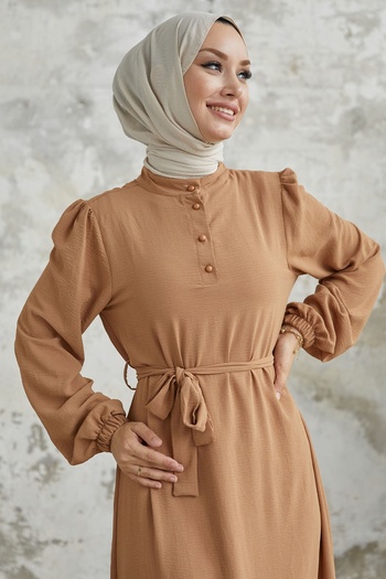 InStyle Φόρεμα Ayrobin με κουμπιά Meyra - Camel