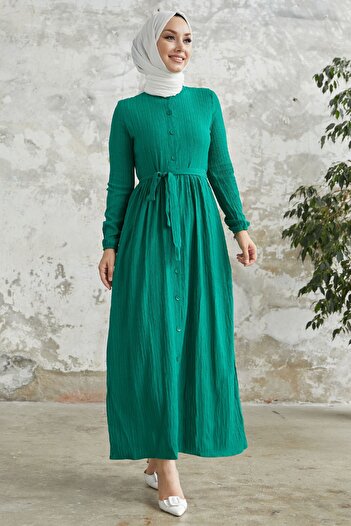 InStyle Emerald Green Lemina Belted Dress