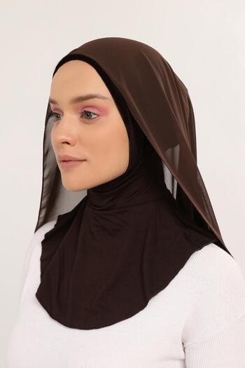 Altobeh Ready Practical Luxury Neck Collar Beaded Chiffon Shawl Brown
