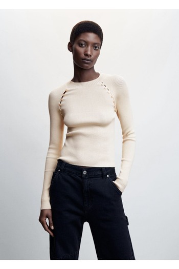 MANGO Woman Knitted Sweater with Button Detail