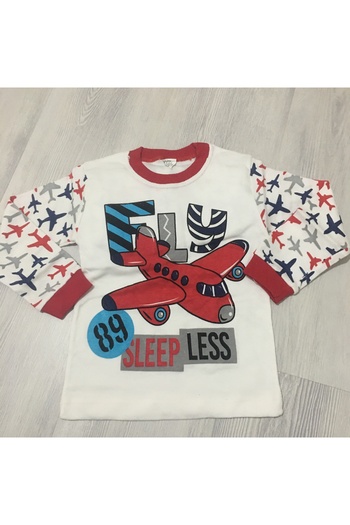 Süpermini Super Mini Baby Supermini 66-50-23 Airplane Patterned 2-Piece Men's Pajama Set 4-6 Years
