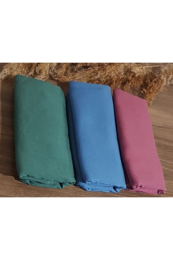 HAR-UM Ticaret Hijab Women's Cotton Jazz Shawl Model - Set of 3 Blue, Green, Dusty Rose