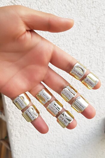 MorMajor Silver Harfli Baget Işleme Gümüş Yüzük