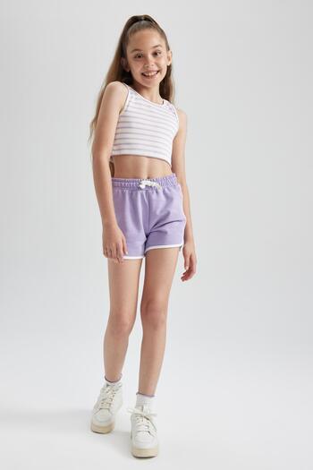 DeFacto Girl's Regular Fit Sweatshirt and Shorts Set