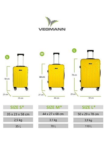 Bambus Home Vegmann Vela Kırılmaz Dayanıklı 3'lü Valiz Seti & Bavul Seti