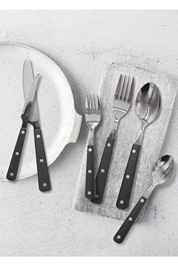 The Mia Dark 36 Piece Steel Fork Spoon Knife Set