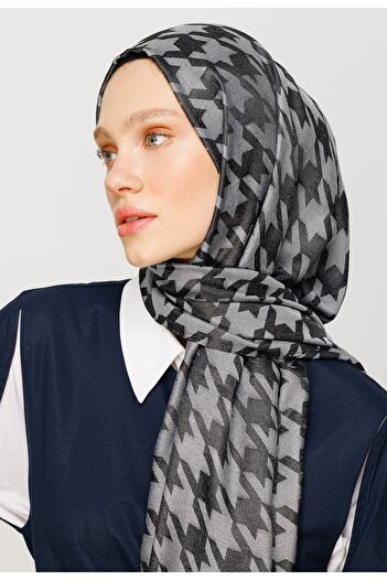 Mooncorn Houndstooth Pattern Shiny Jacquard Shawl