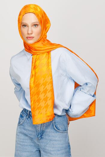 Mooncorn Houndstooth Pattern Shiny Jacquard Shawl