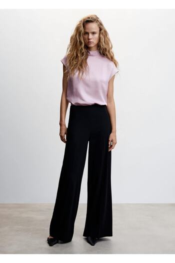 MANGO Woman High Collar Satin Blouse