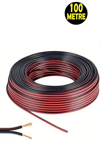 usin 100 Metre Siyah 2*0,75 Hoparlör Ses Sitemi Kablosu - Hoporlör Elektrik Tesisat Kordon Kablosu