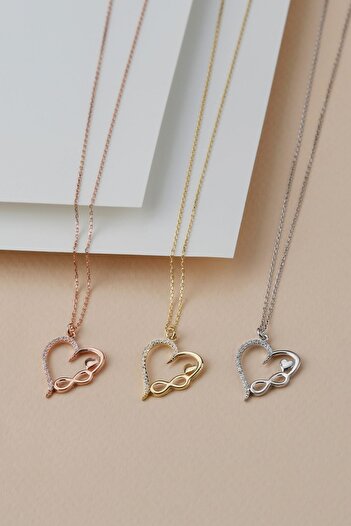 Şimal Silver 925 Ayar Gümüş Sonsuzluk Kalp Kolye